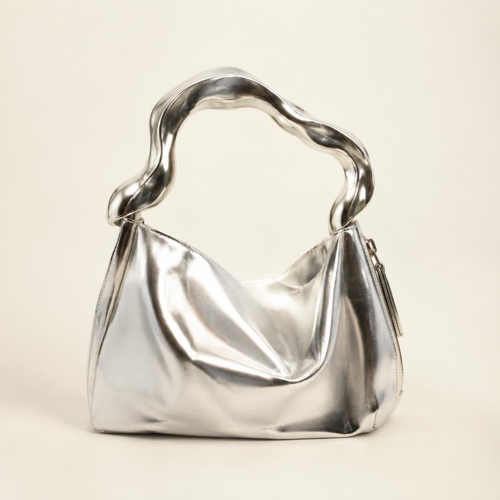 Sculptural silver bag